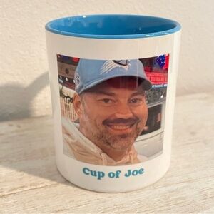 White Ceramic Mug with Blue Interior - "Cup of Joe"